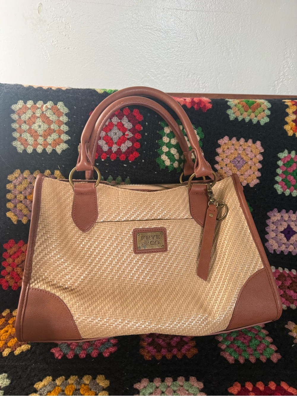 Frye and Co Basket Cognac Satchel Tote Bag Purse